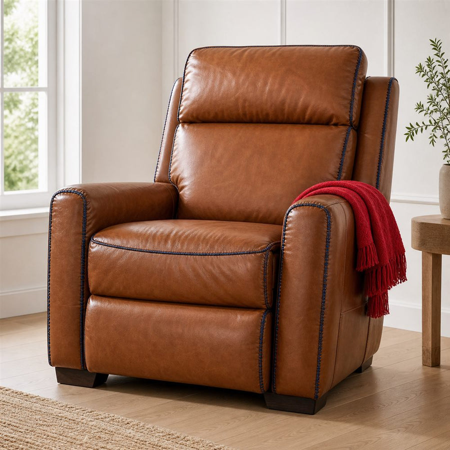 Freedom saddle-brown leather-look recliner